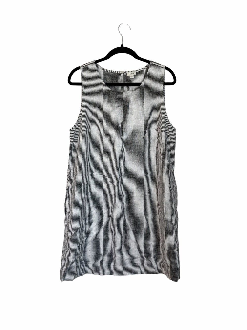 J. Crew Women’s Sleeveless Black & White Striped Linen/Cotton Dress Sz 14 NWT
